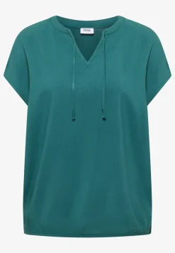 Blouse met korte mouwen en structuurmix