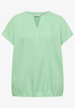 Blouse met korte mouwen en gespleten hals