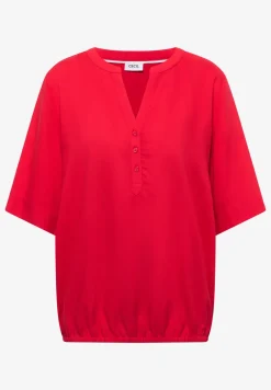 Blouse met korte mouwen en gespleten hals