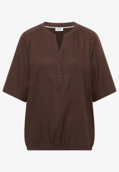 Blouse met korte mouwen en gespleten hals