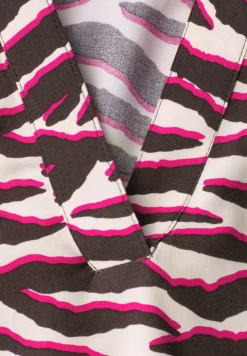 Blouse met korte mouwen, gespleten hals en print