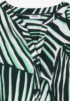 Blouse met korte mouwen, gespleten hals en print