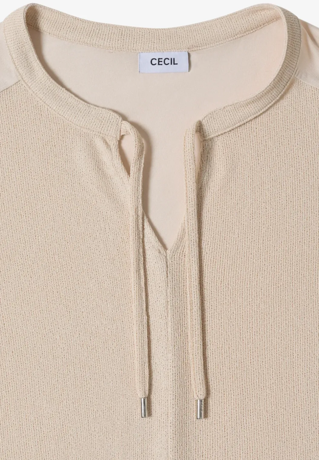 Blouse met korte mouwen, gespleten hals en linten