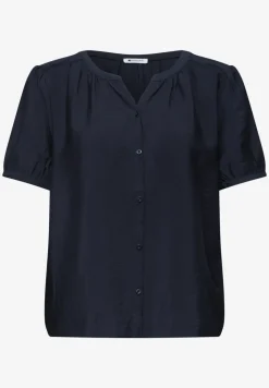 Blouse met korte mouwen, gespleten hals en knopen
