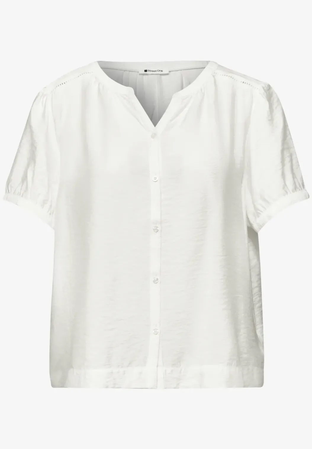 Blouse met korte mouwen, gespleten hals en knopen