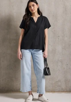 Blouse met korte mouwen in effen kleur