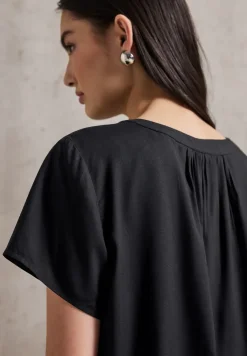 Blouse met korte mouwen in effen kleur