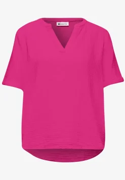 Blouse met korte mouwen in mousseline kwaliteit
