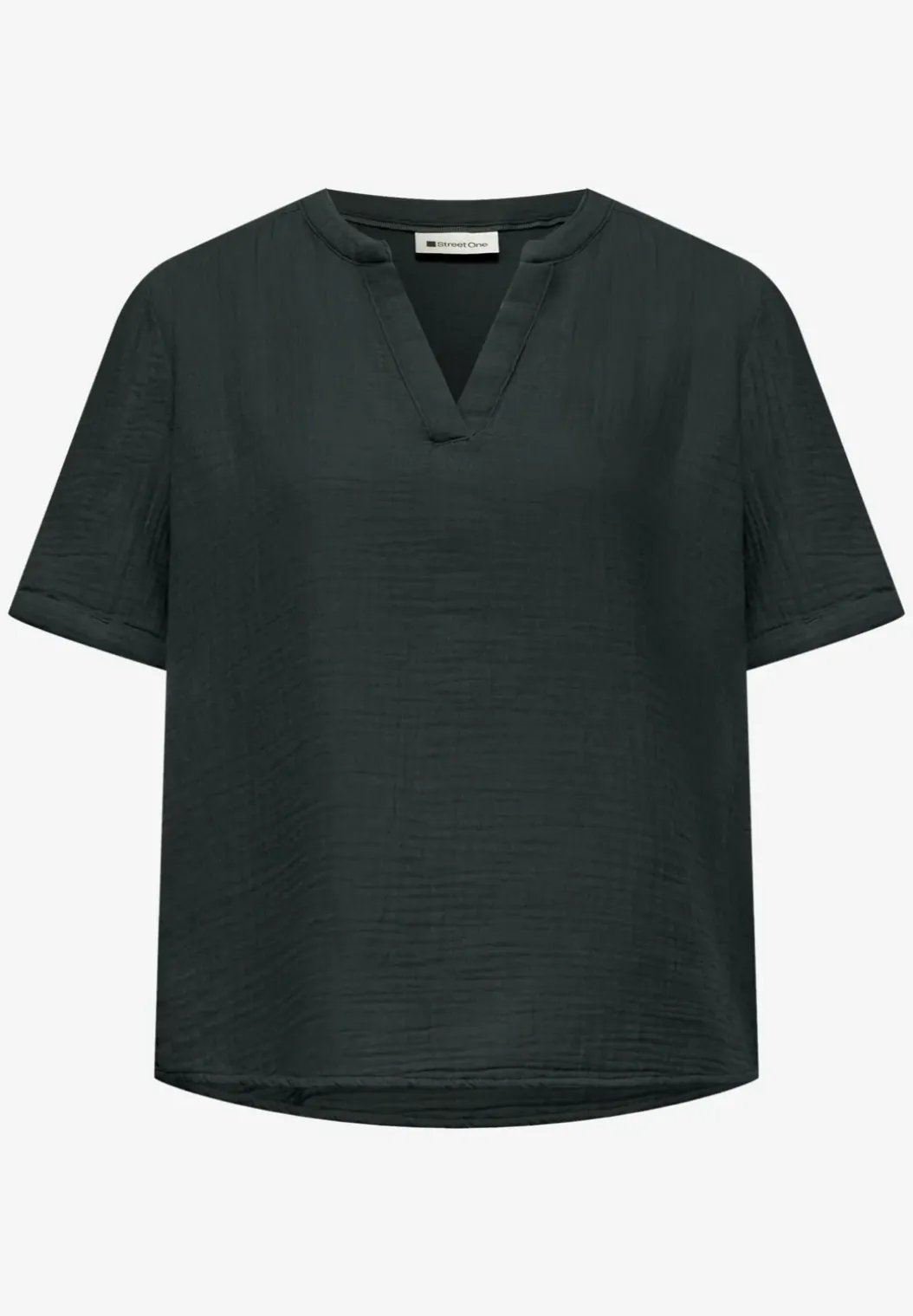 Blouse met korte mouwen in mousseline kwaliteit