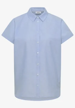 Blouse met korte mouwen in chambraykwaliteit