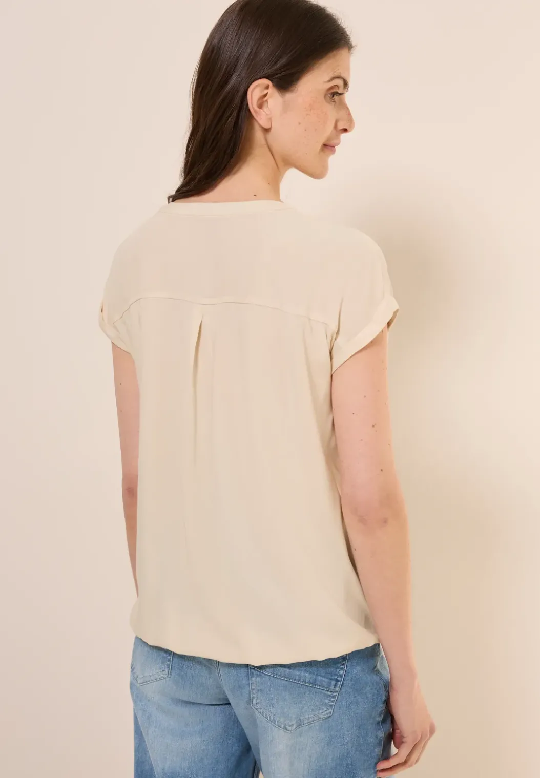 Blouse met korte mouwen in effen kleur