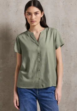 Blouse met korte mouwen in effen kleur