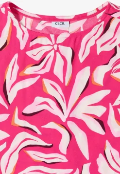 Blouse met korte mouwen, print en knopen