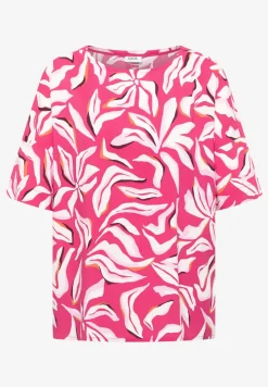 Blouse met korte mouwen, print en knopen
