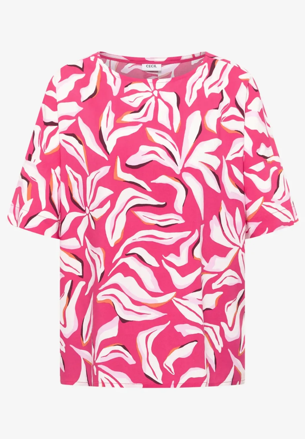 Blouse met korte mouwen, print en knopen