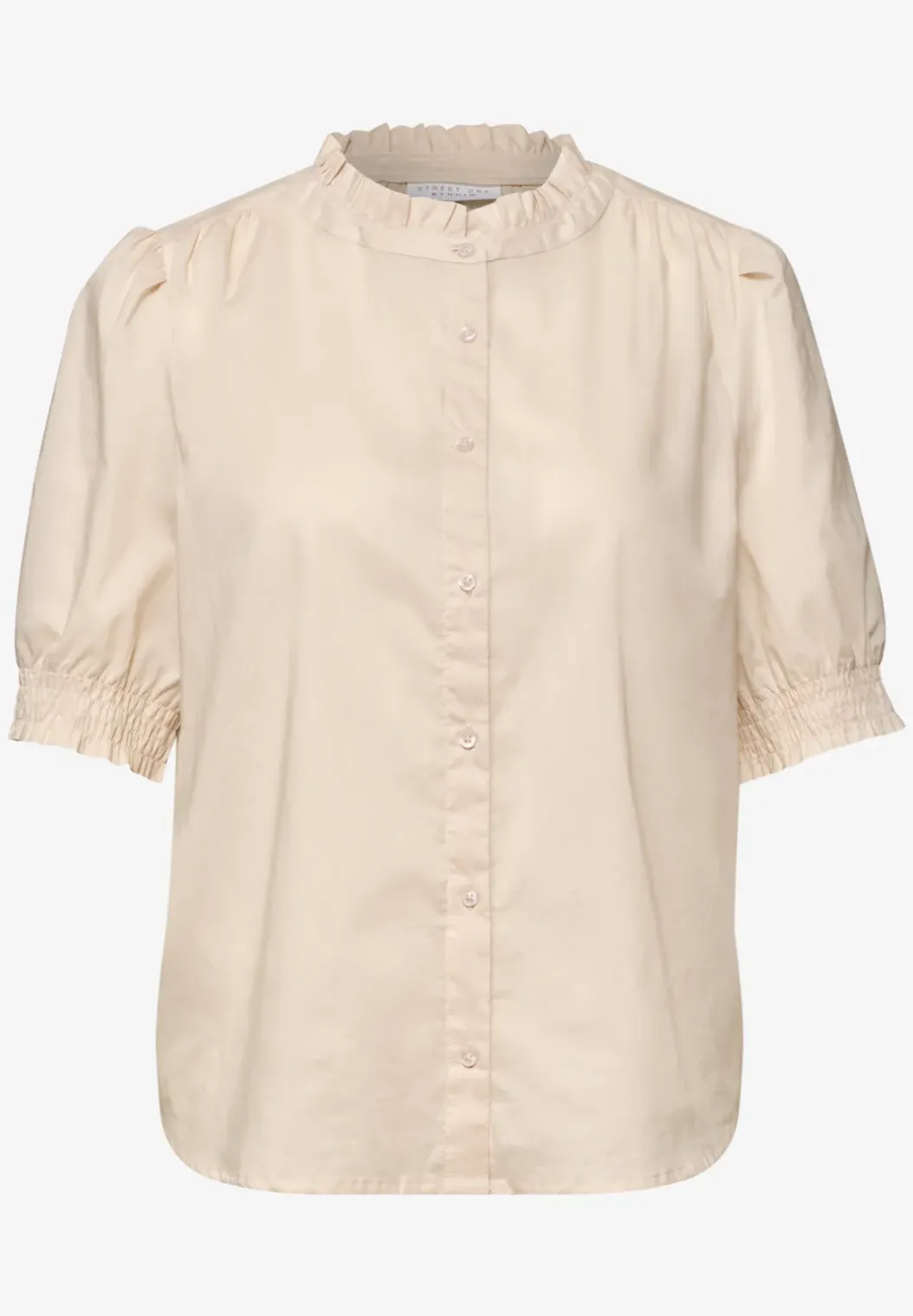 Blouse met korte mouwen, ronde hals en ruches