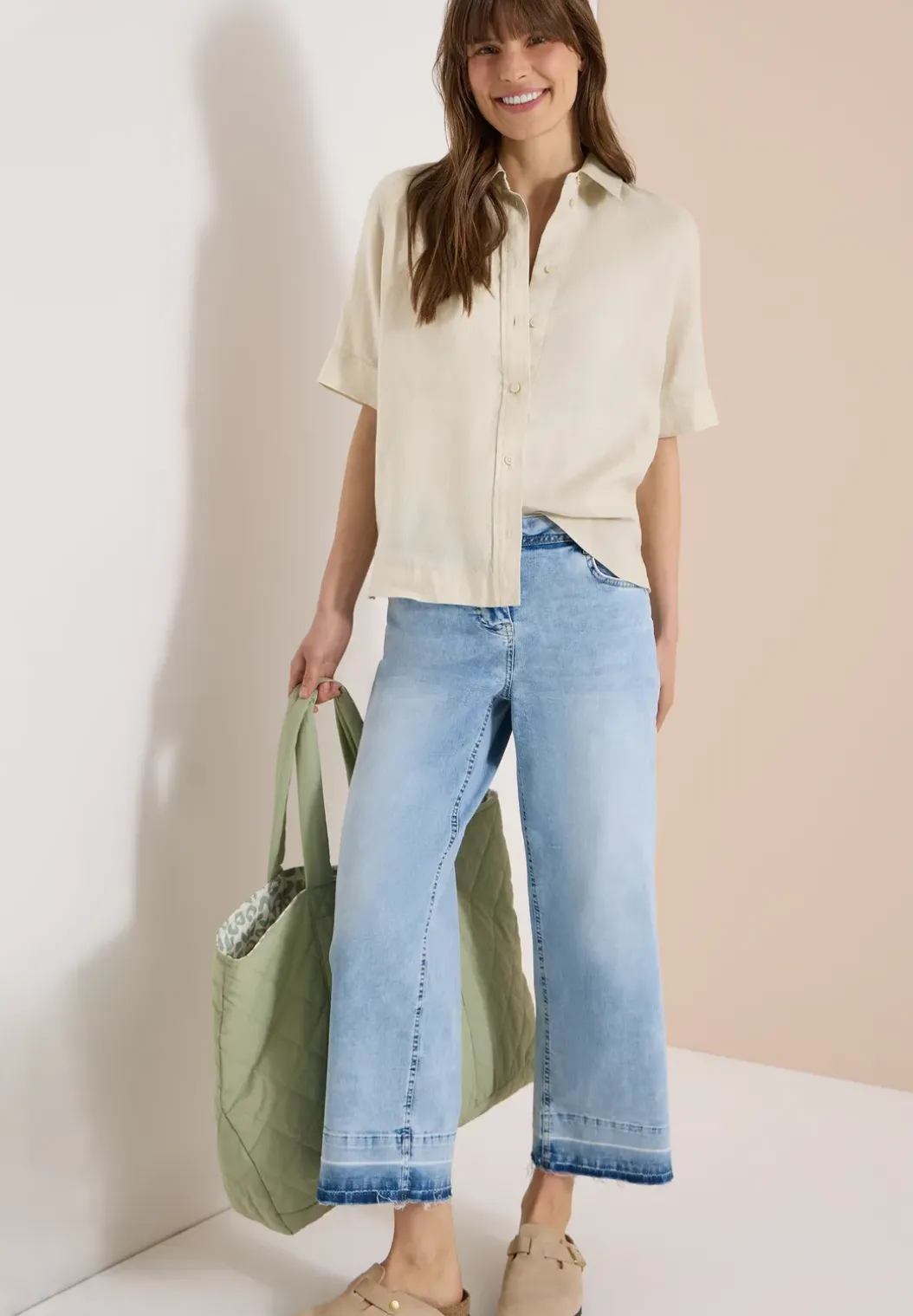Blouse met korte mouwen van puur linnen