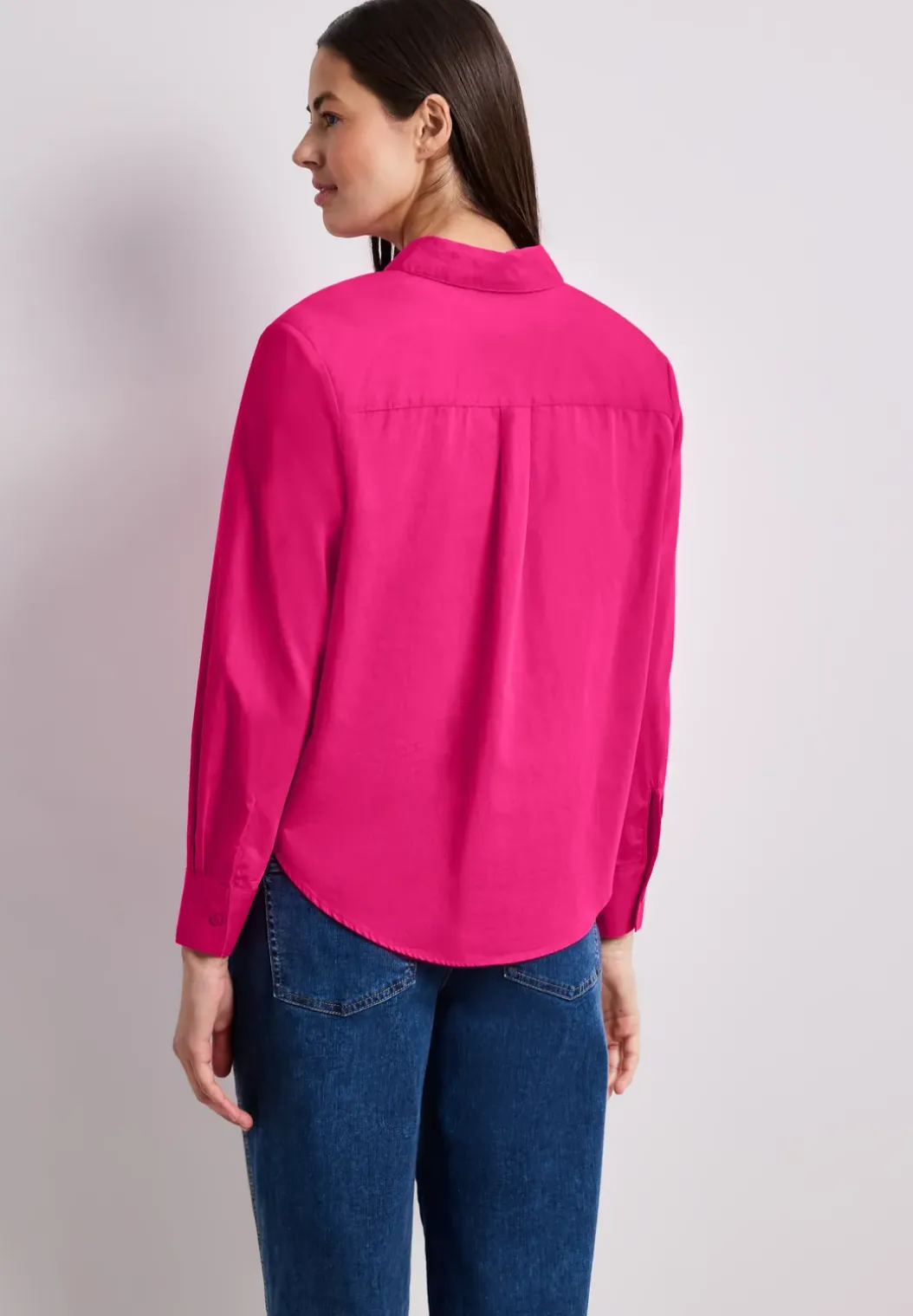 Blouse met lange mouwen en overhemdkraag in keperstof