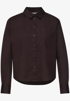 Blouse met lange mouwen en overhemdkraag in keperstof