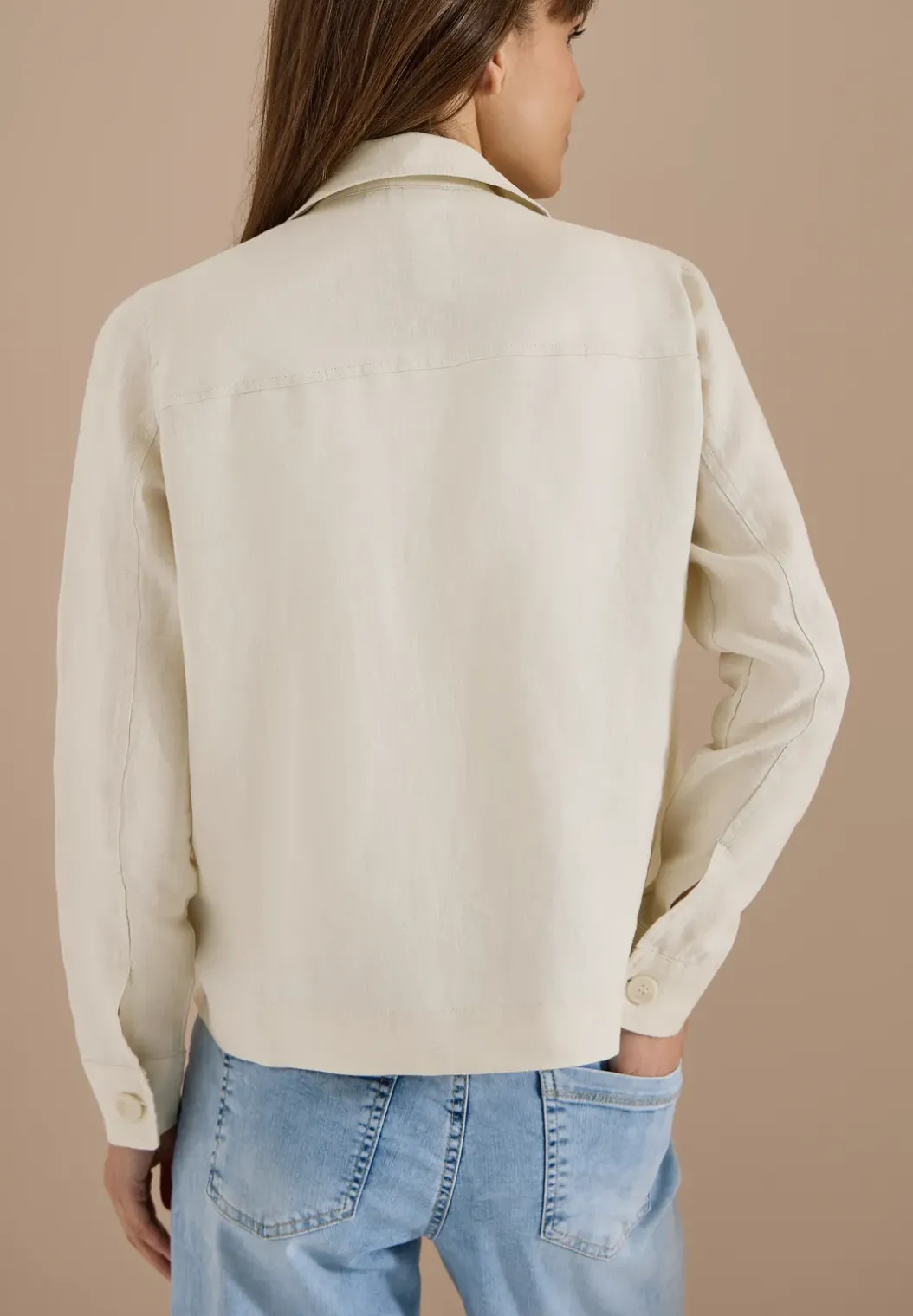 Blouse met lange mouwen en linnen overhemdkraag