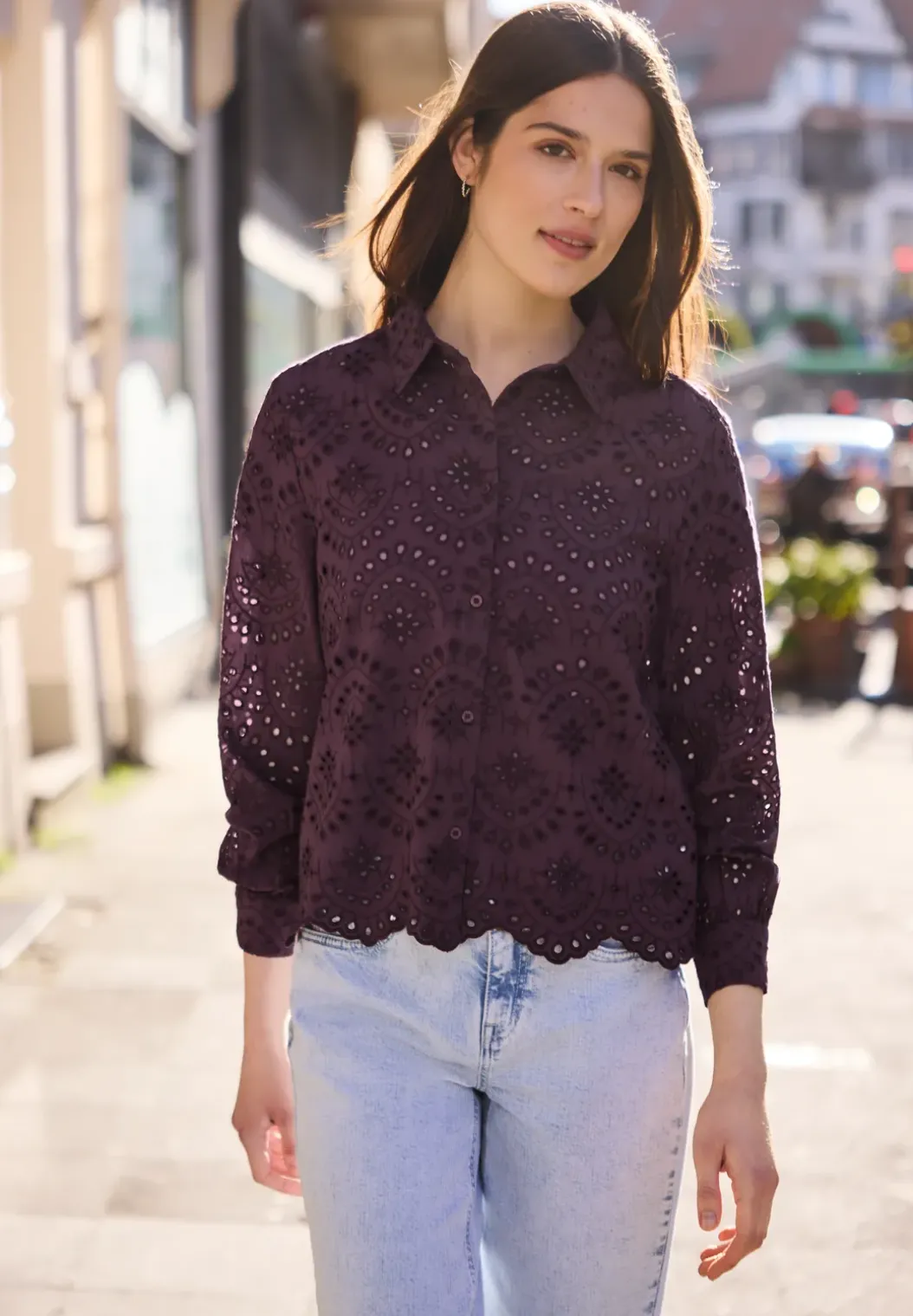 Blouse met lange mouwen en shiffleypatroon
