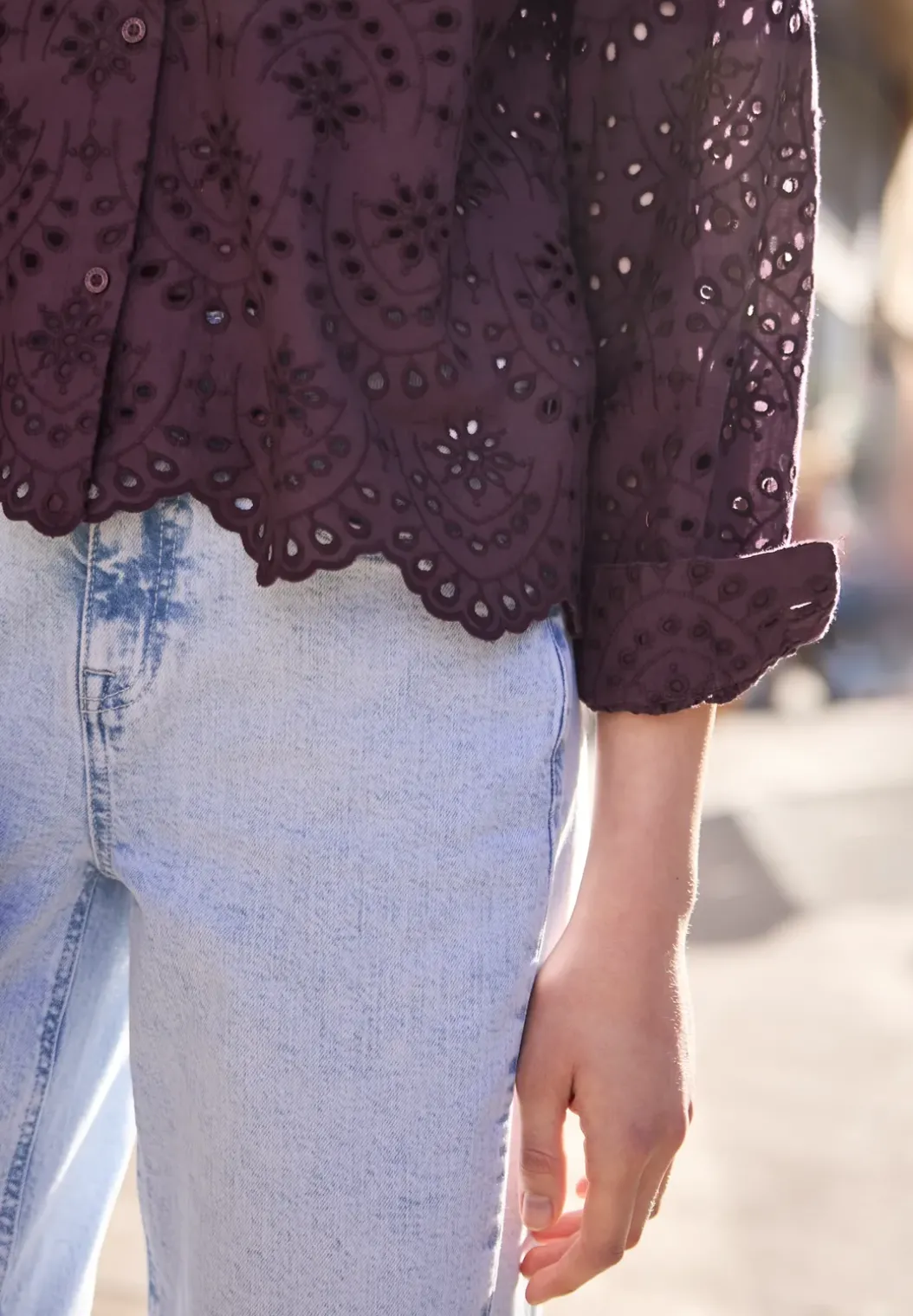 Blouse met lange mouwen en shiffleypatroon