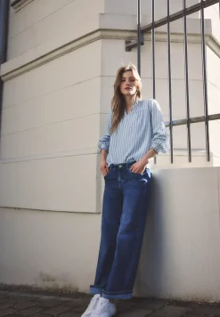 Blouse met lange mouwen in seersucker kwaliteit