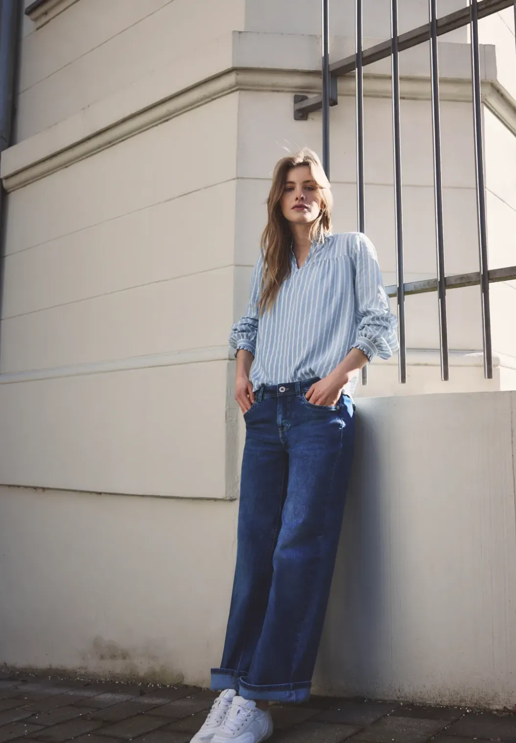 Blouse met lange mouwen in seersucker kwaliteit