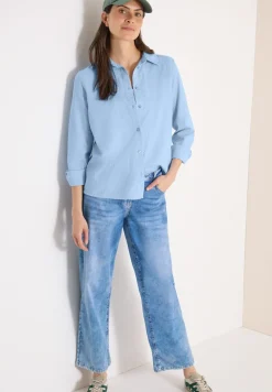 Blouse met lange mouwen, structuur en knopen