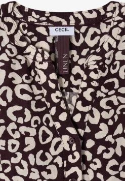 Blouse met leopatroon in linnenmix