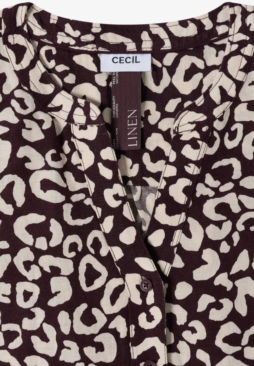 Blouse met leopatroon in linnenmix