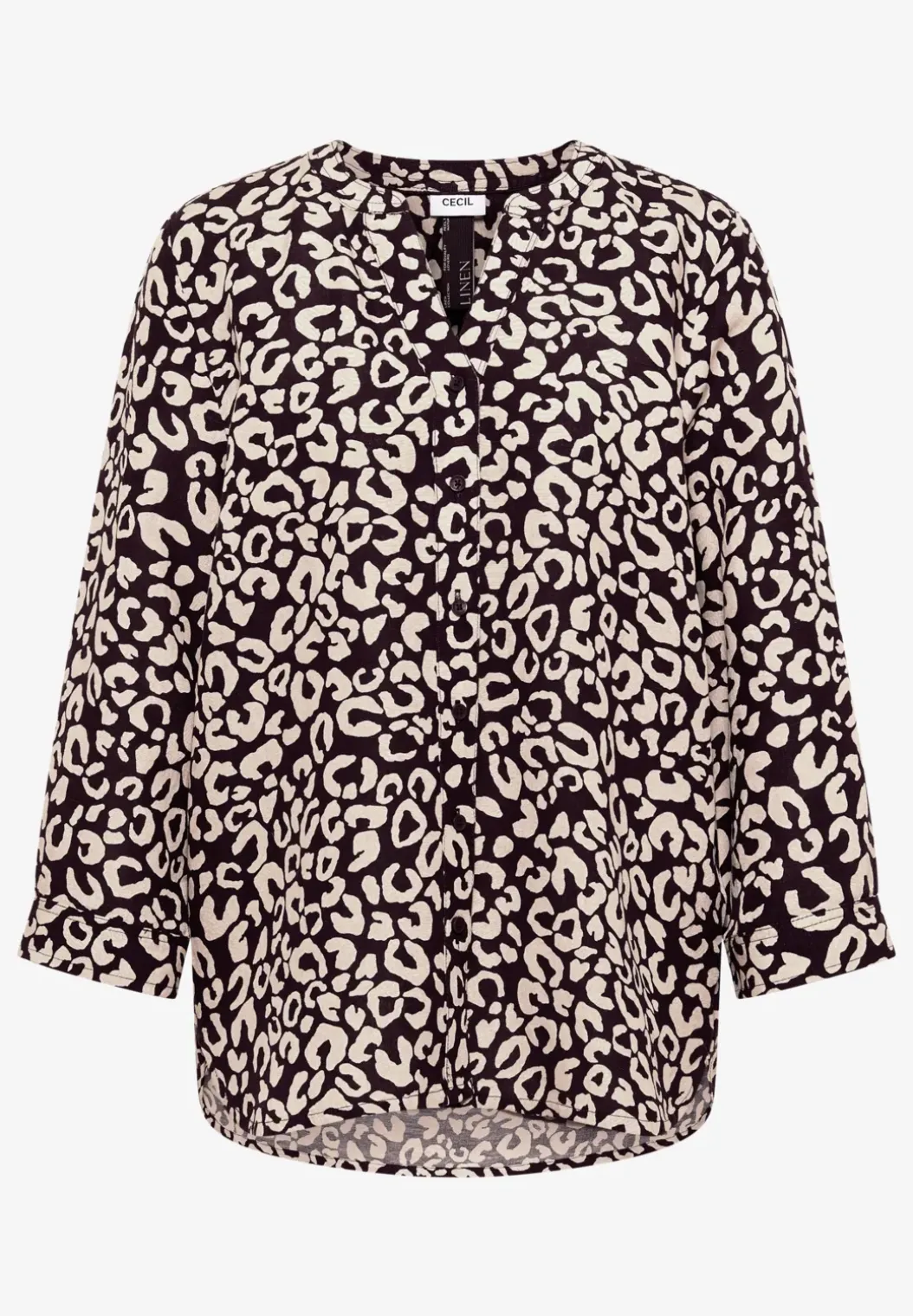 Blouse met leopatroon in linnenmix