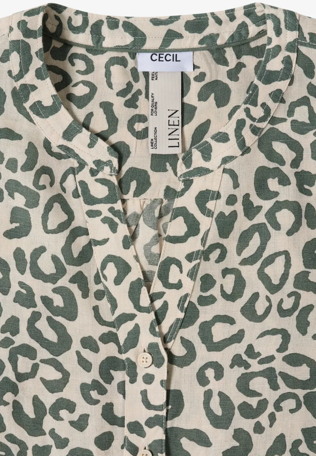 Blouse met leopatroon in linnenmix