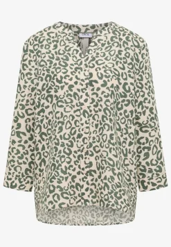 Blouse met leopatroon in linnenmix