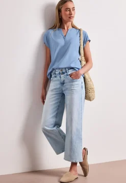 Blouse met losse schouders en gespleten hals