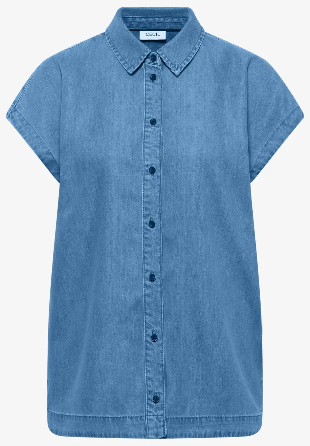 Blouse met overhangende schouders in denimlook