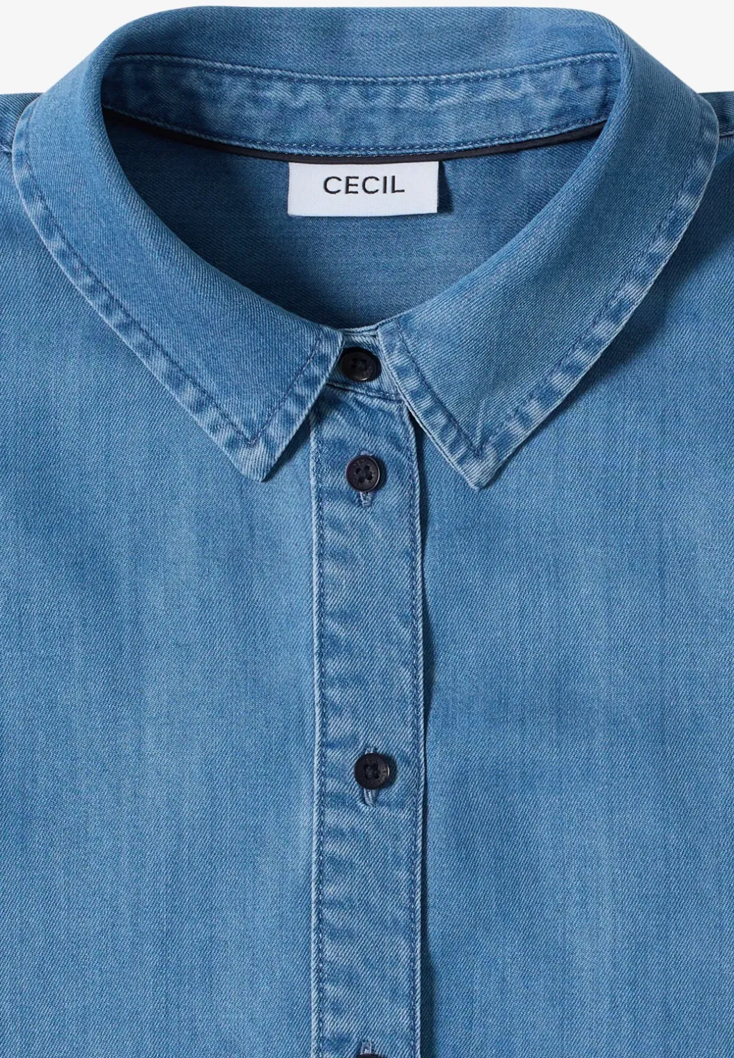 Blouse met overhangende schouders in denimlook