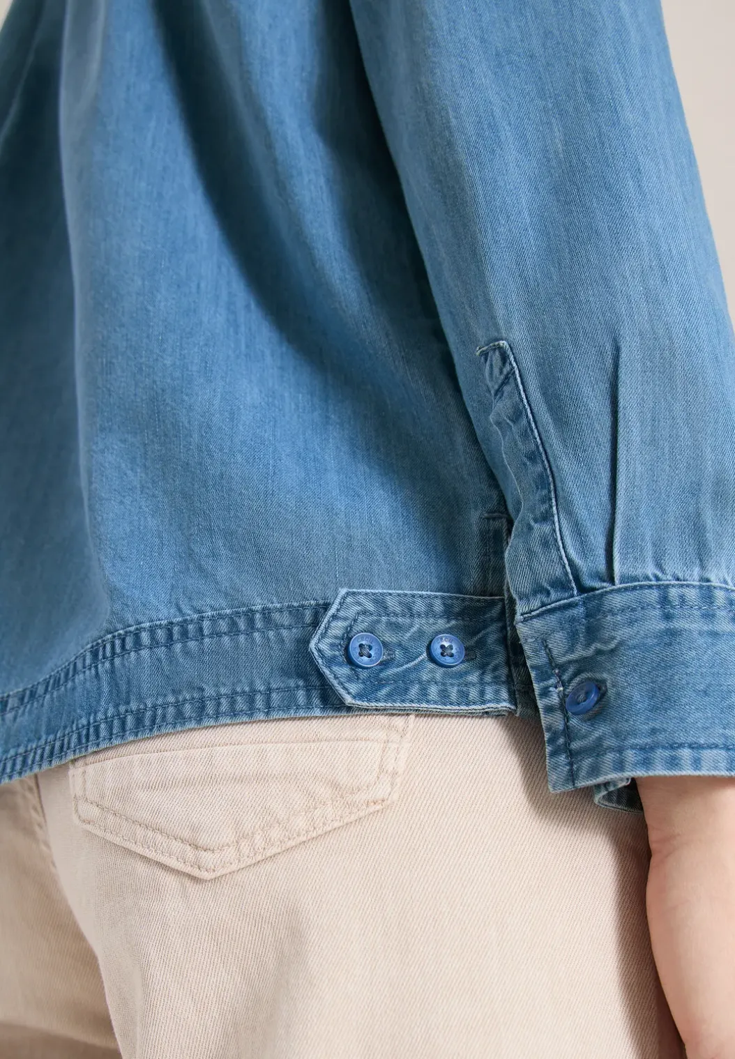 Blouse met overhemdkraag in denimlook