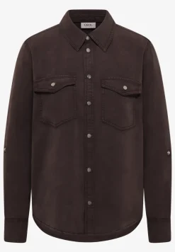 Blouse met overhemdkraag en omslag