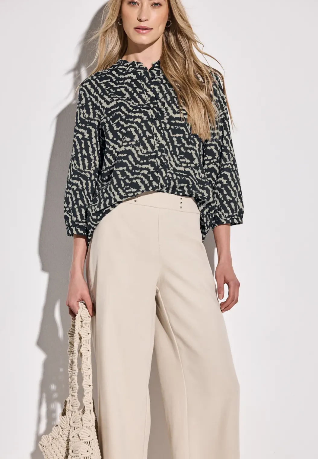 Blouse met print en ruches