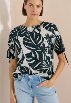 Blouse met ronde hals en rimpels