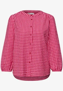 Blouse met ronde hals en ruitpatroon