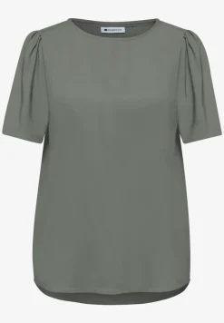 Blouse met ronde hals en korte pofmouwen