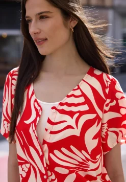 Blouse met V-hals en bloemenpatroon