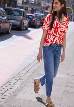 Blouse met V-hals en bloemenpatroon