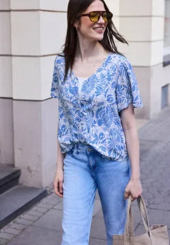 Blouse met V-hals en bloemenpatroon