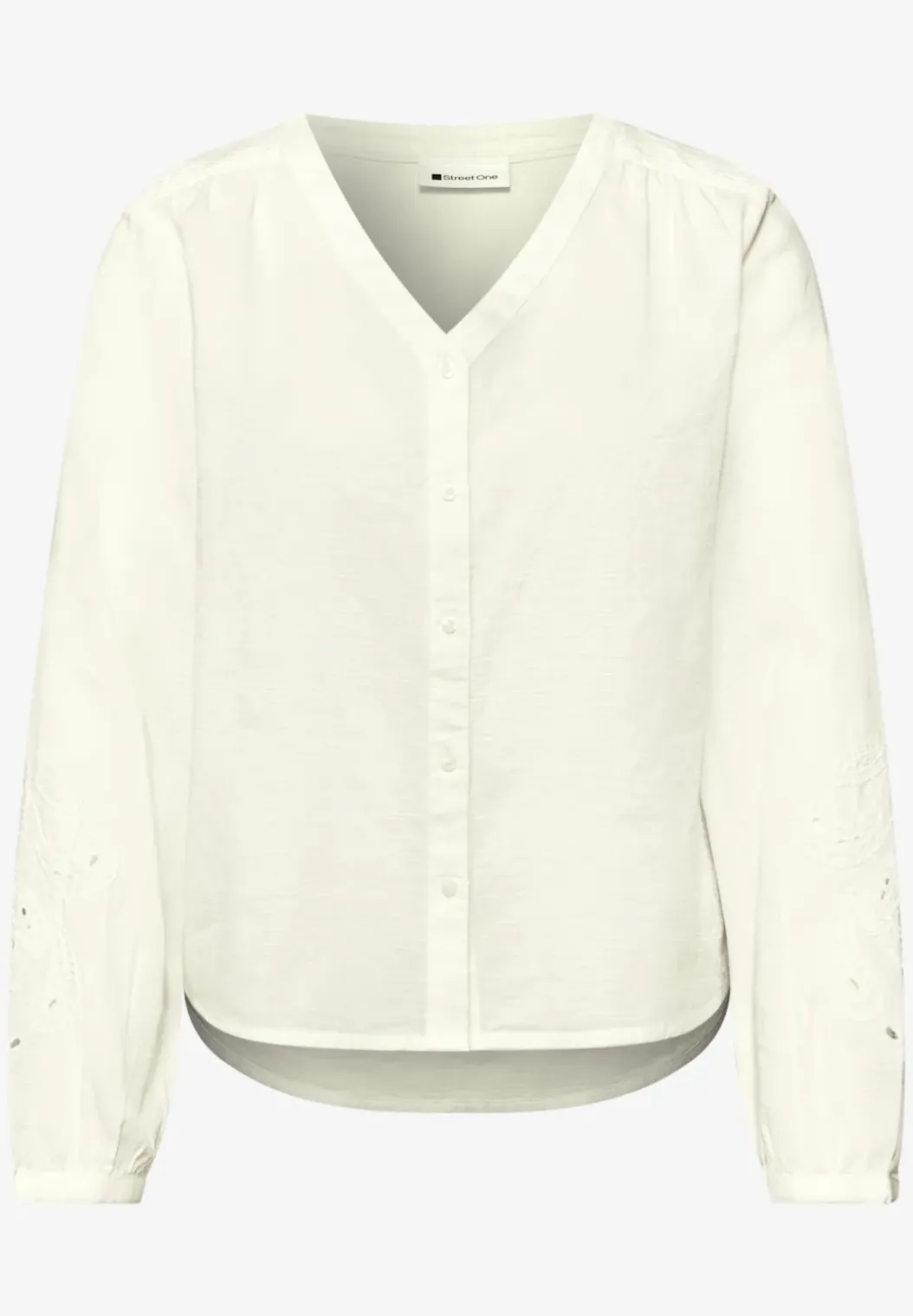 Blouse met V-hals en borduursel