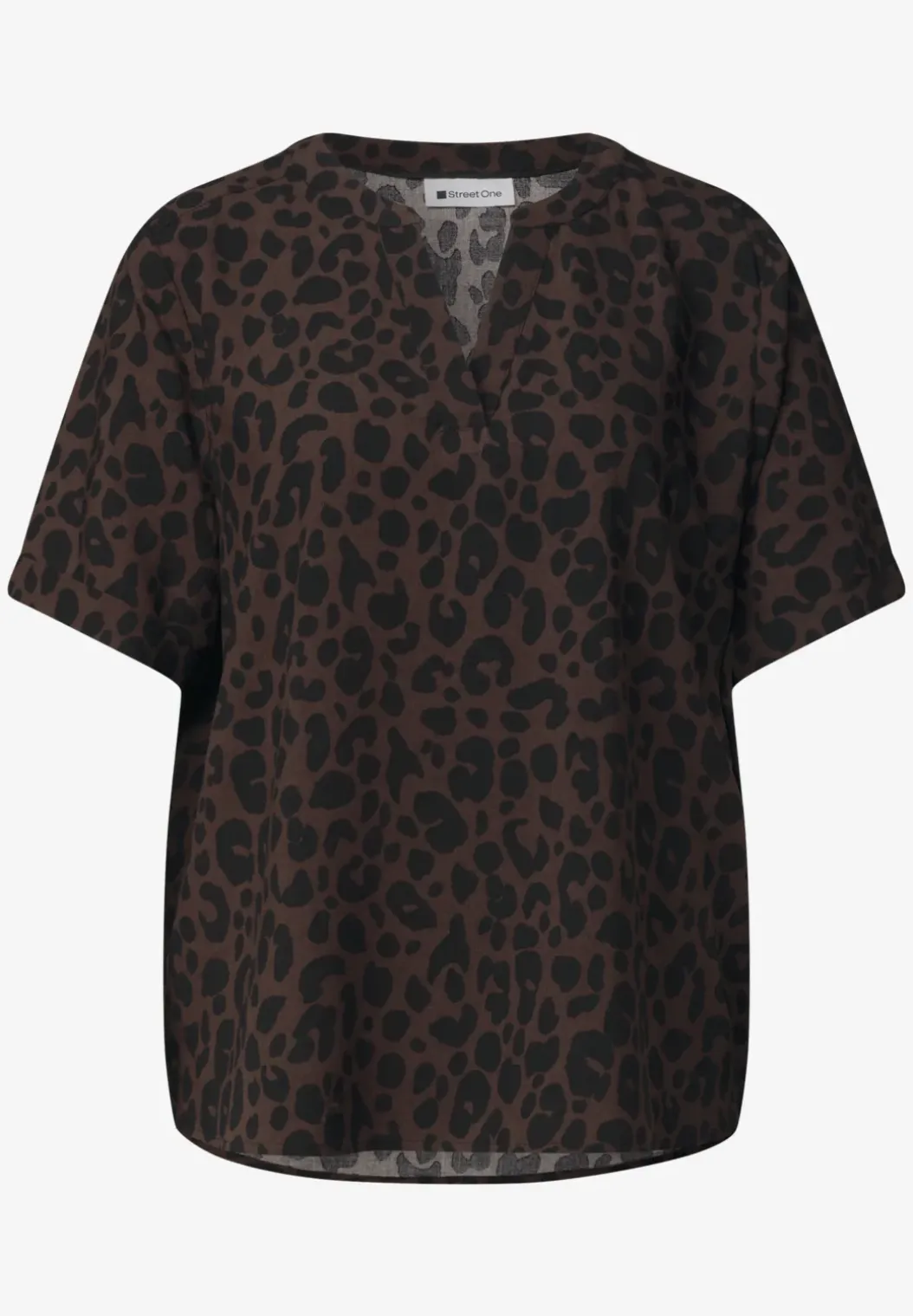 Blouse shirt met gespleten hals en print