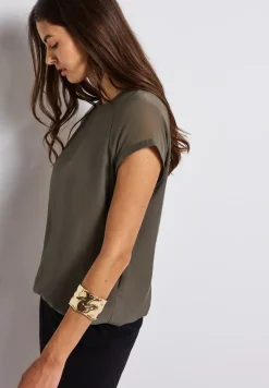 Blouse shirt met mesh detail