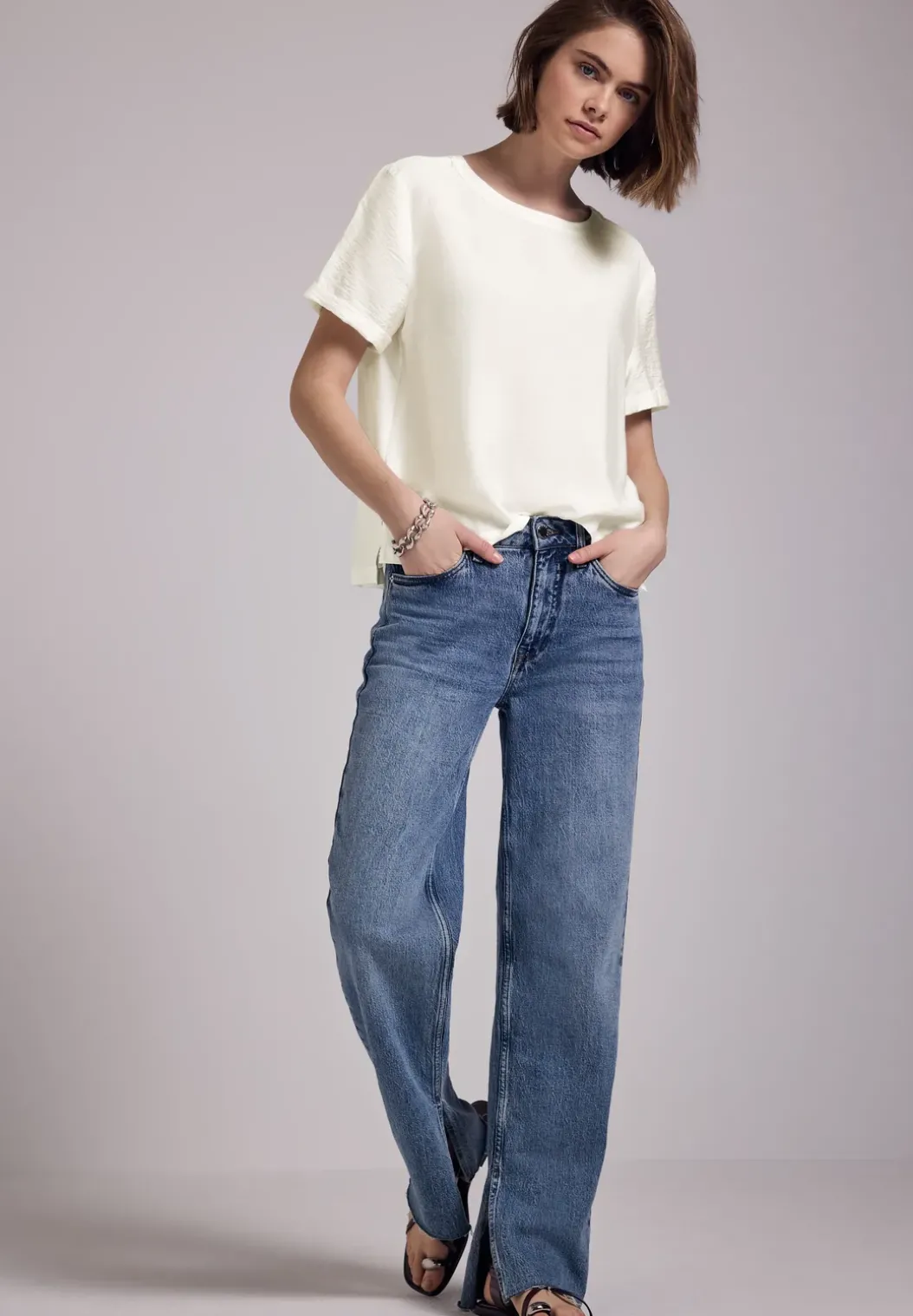 Blouse shirt met splitten